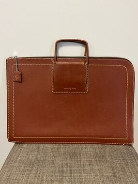 Brown Leather Briefcase Portfolio Vintage